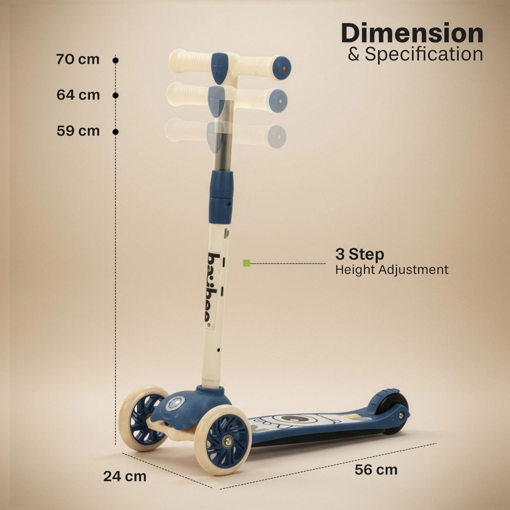 بايبي - سكوتر أطفال بثلاث عجلات مع عجلات وامضة من البولي يوريثان بتقنية LED
