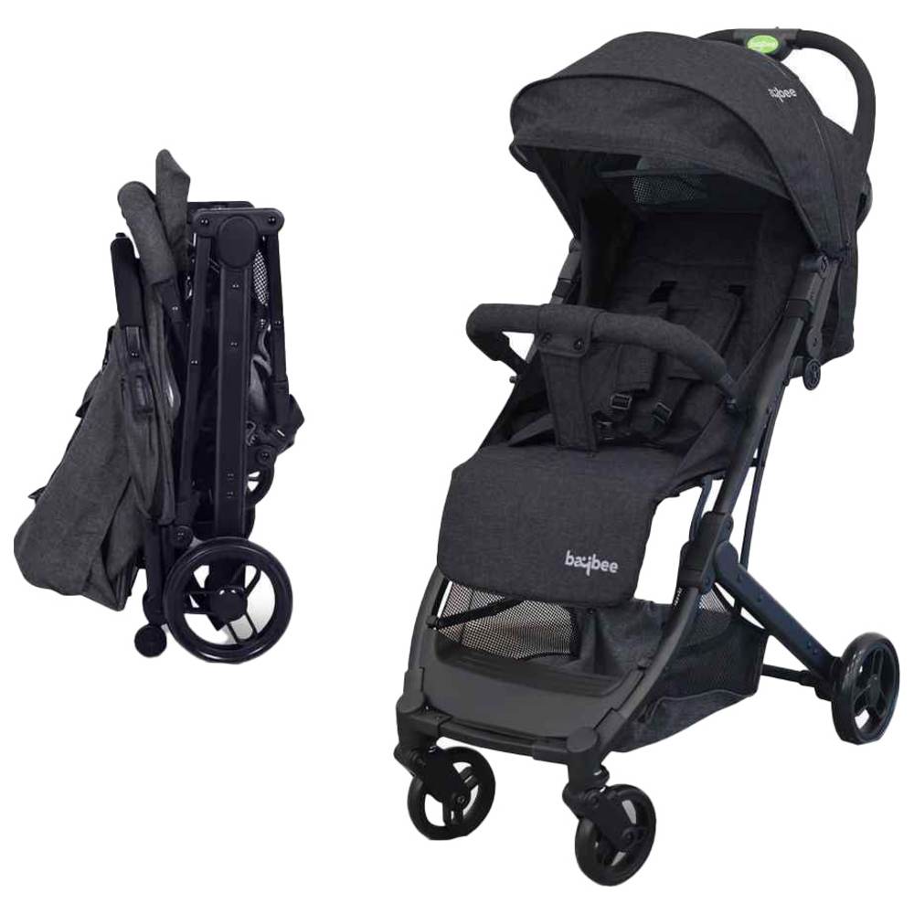 بايبي - عربية أطفال خفيفة الوزن وقابلة للطي بإطار معدني - أسود