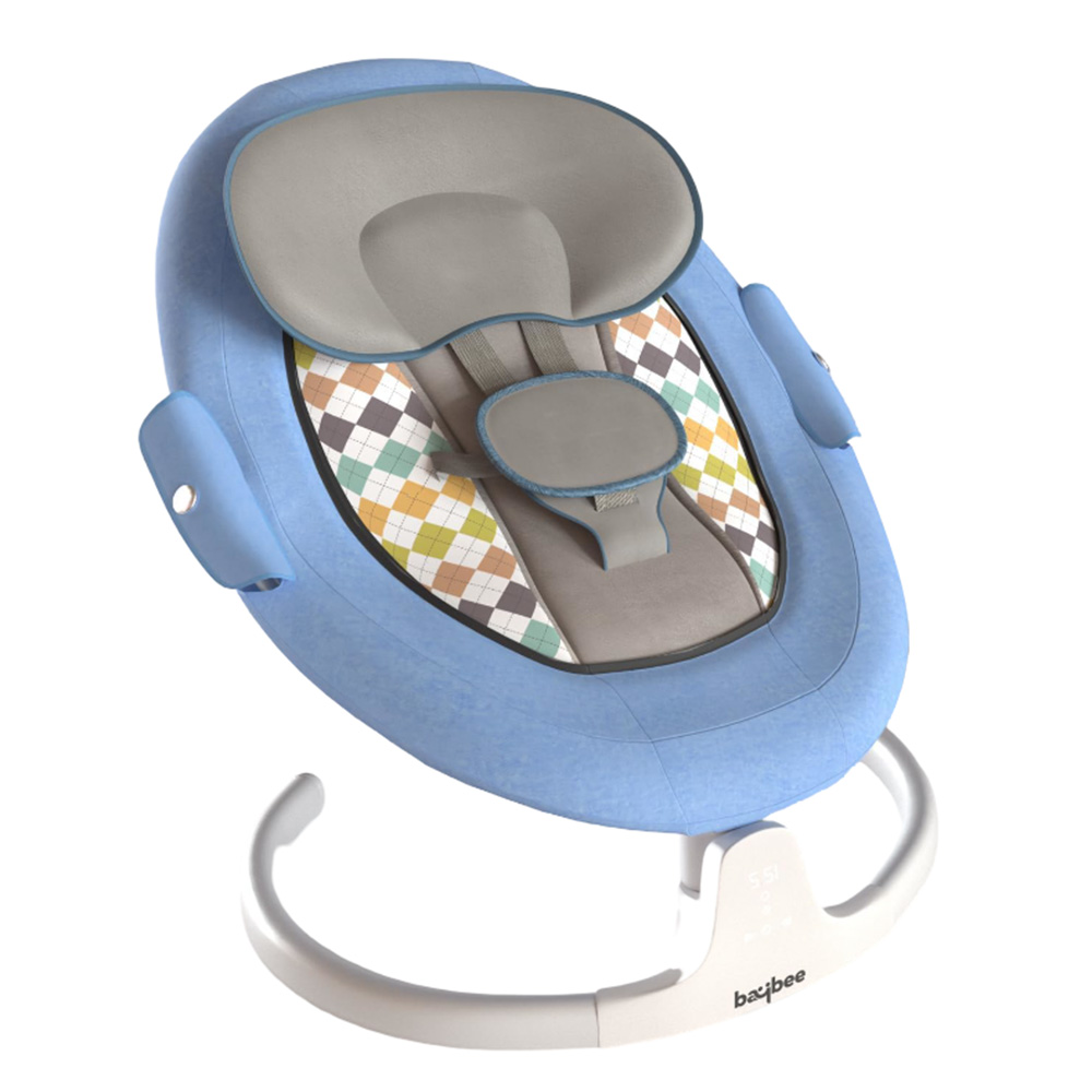 بايبي - مهد هزاز كهربائي تلقائي للأطفال لولابايز - أزرق فاتح