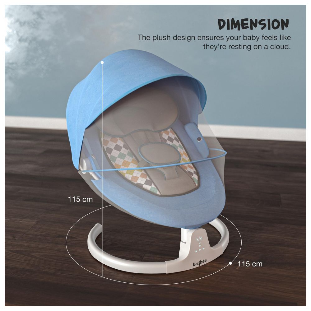 بايبي - مهد هزاز كهربائي تلقائي للأطفال لولابايز - أزرق فاتح