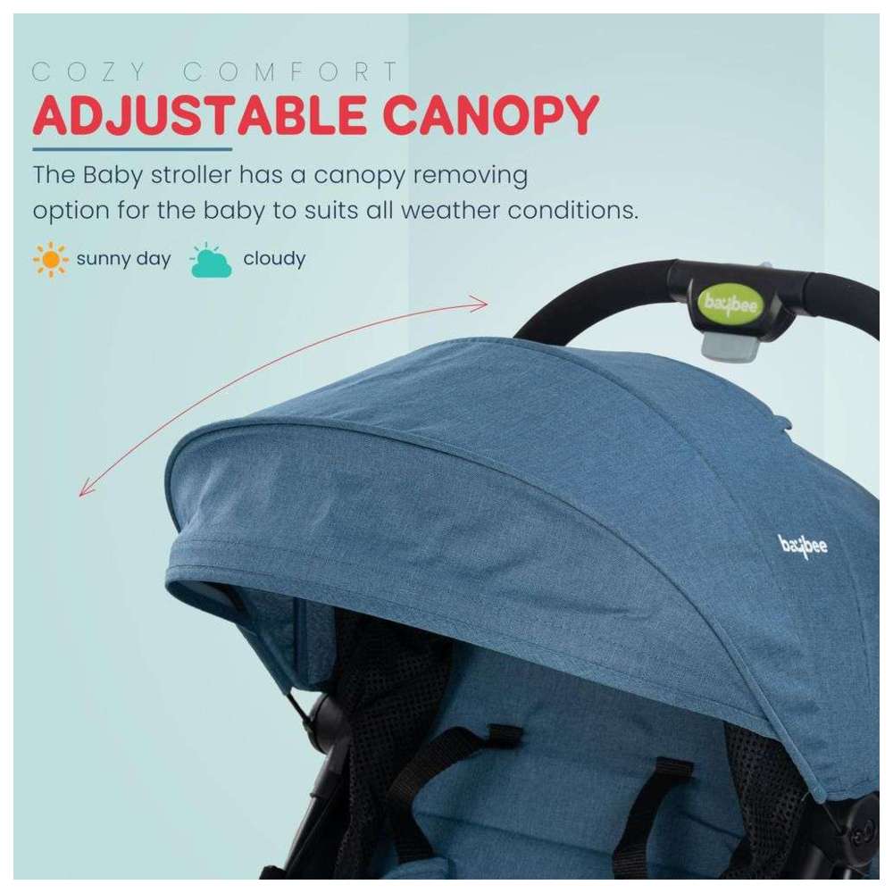 بايبي - عربية أطفال قابلة للطي مع مقبض للوالدين - أزرق