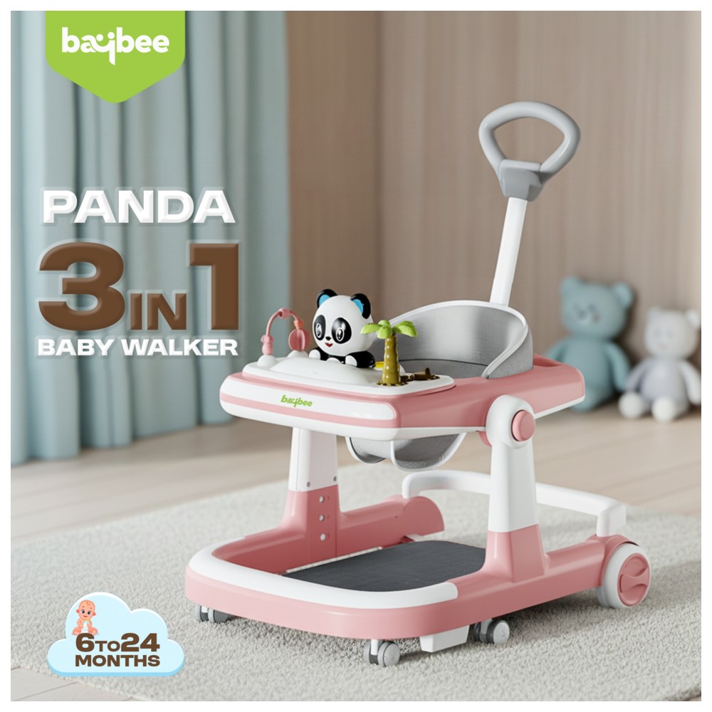Baybee - 3-in-1 Panda Baby Push Walker With Musical Bar