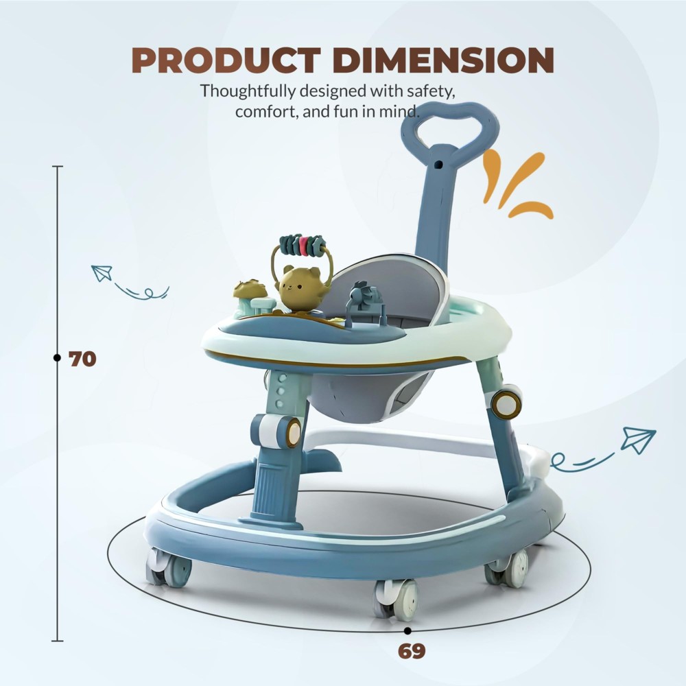 Baybee - Baby 2-In-1 Petalia Pro Walker With Parental Push Handle