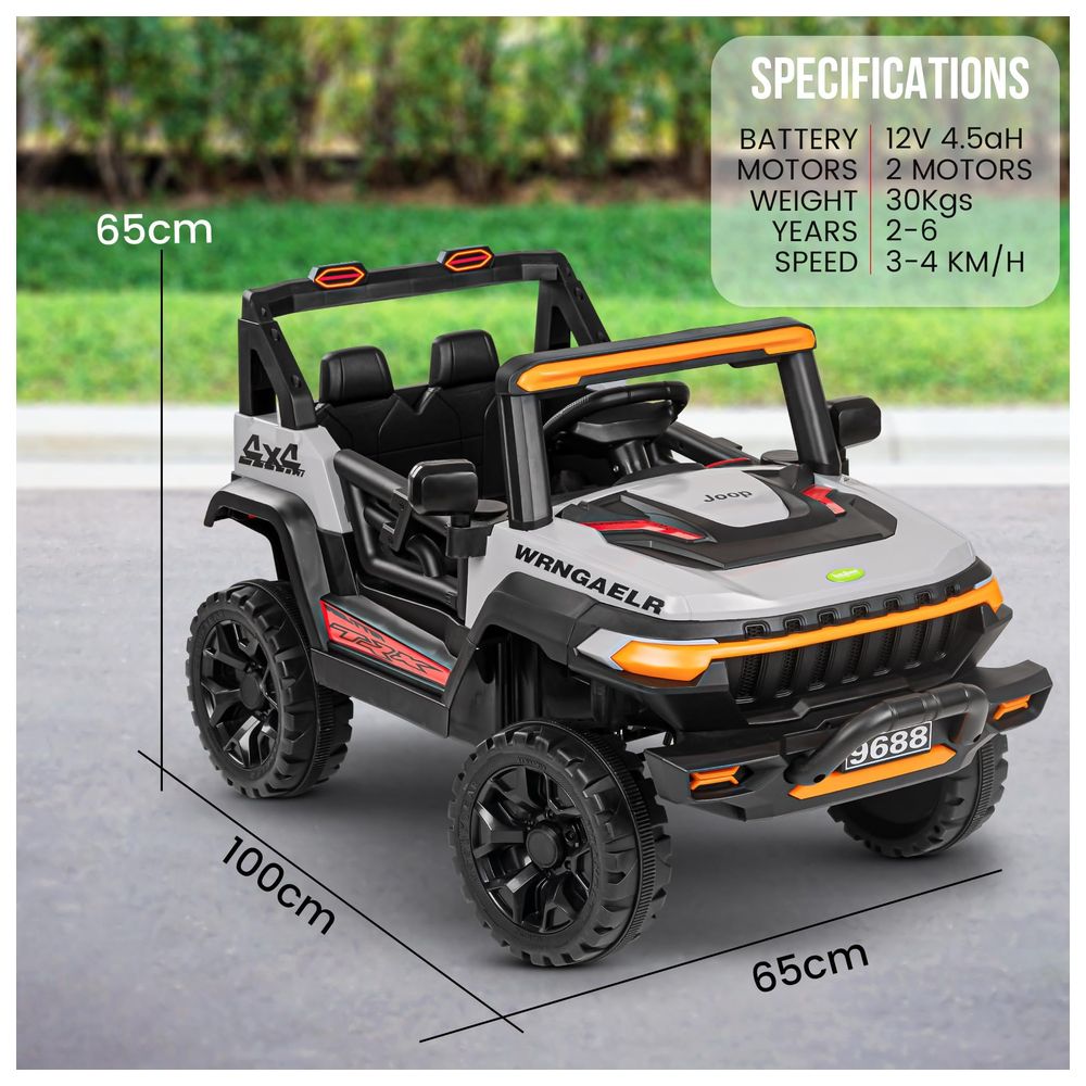 Baybee - Wagon Rechargeable Battery Operated Jeep - Grey