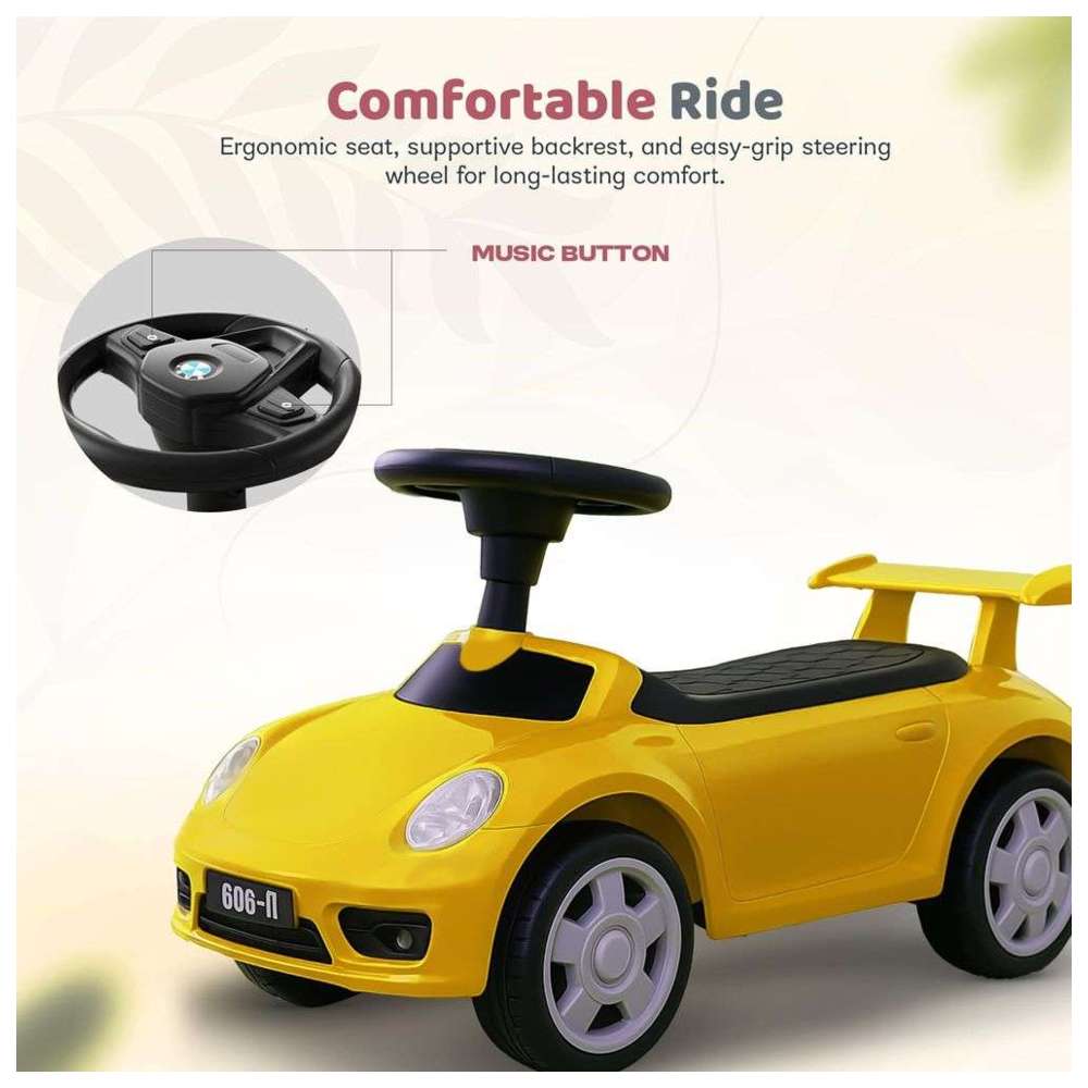 بايبي - سيارة دفع وركوب للأطفال الصغار - أصفر