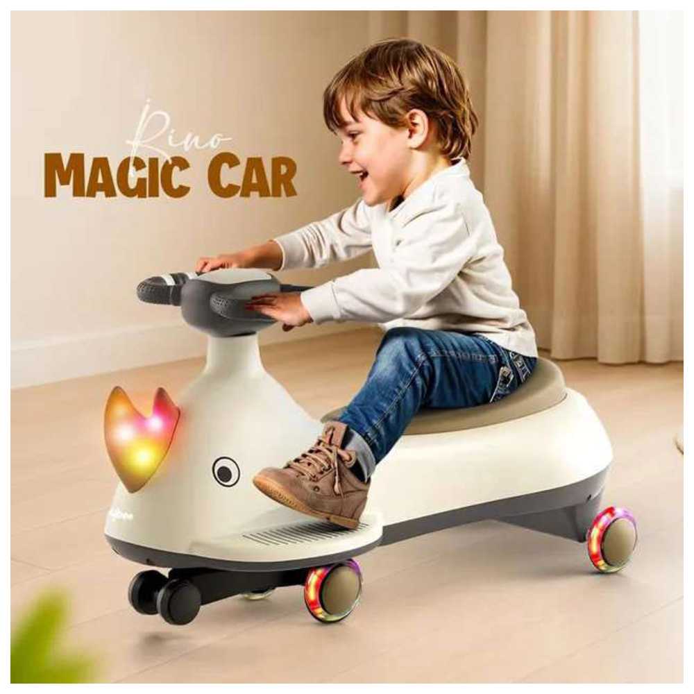 بايبي - سيارة ديناصور متأرجحة للأطفال مع عجلات ليد - بيج