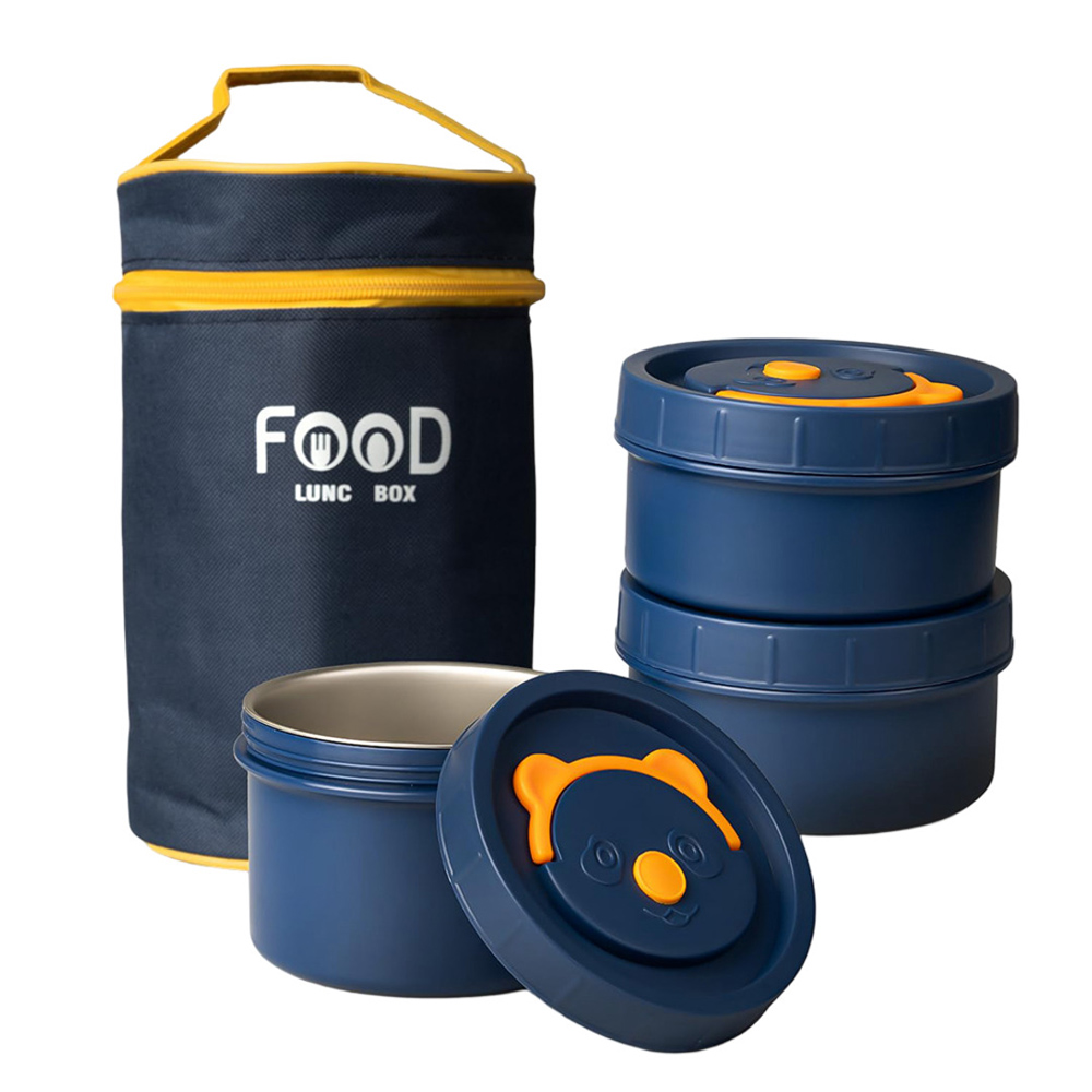 بايبي - علبة غداء ترمس من الفولاذ المقاوم للصدأ مع شنطة - طقم من 4 قطع