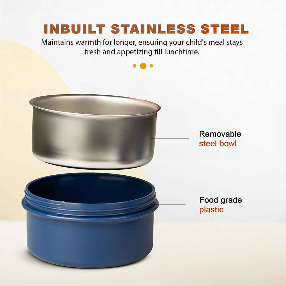 بايبي - علبة غداء ترمس من الفولاذ المقاوم للصدأ مع شنطة - طقم من 4 قطع