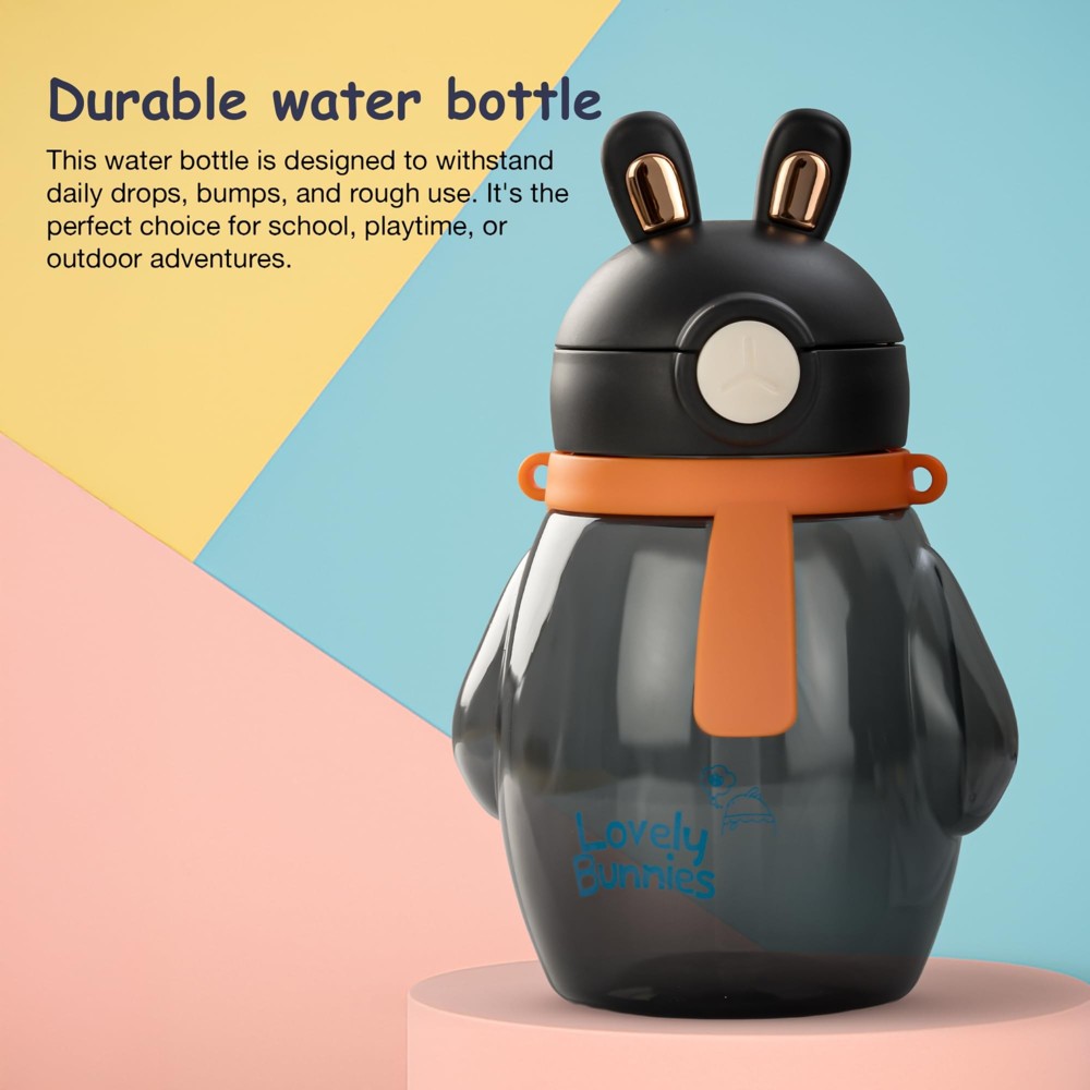 Baybee - Kids Bunny Shaped Water Bottle With Straw - 650 ml