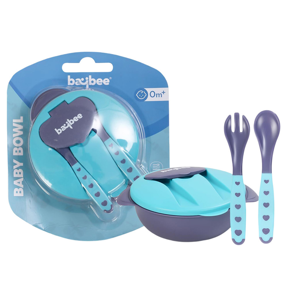 Baybee - Baby Feeding Bowl With Lid, Spoon And Fork