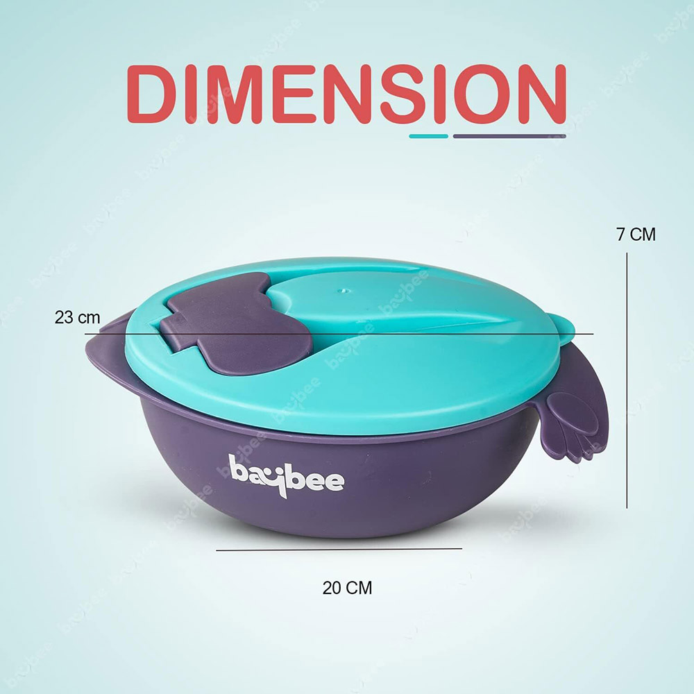 Baybee - Baby Feeding Bowl With Lid, Spoon And Fork