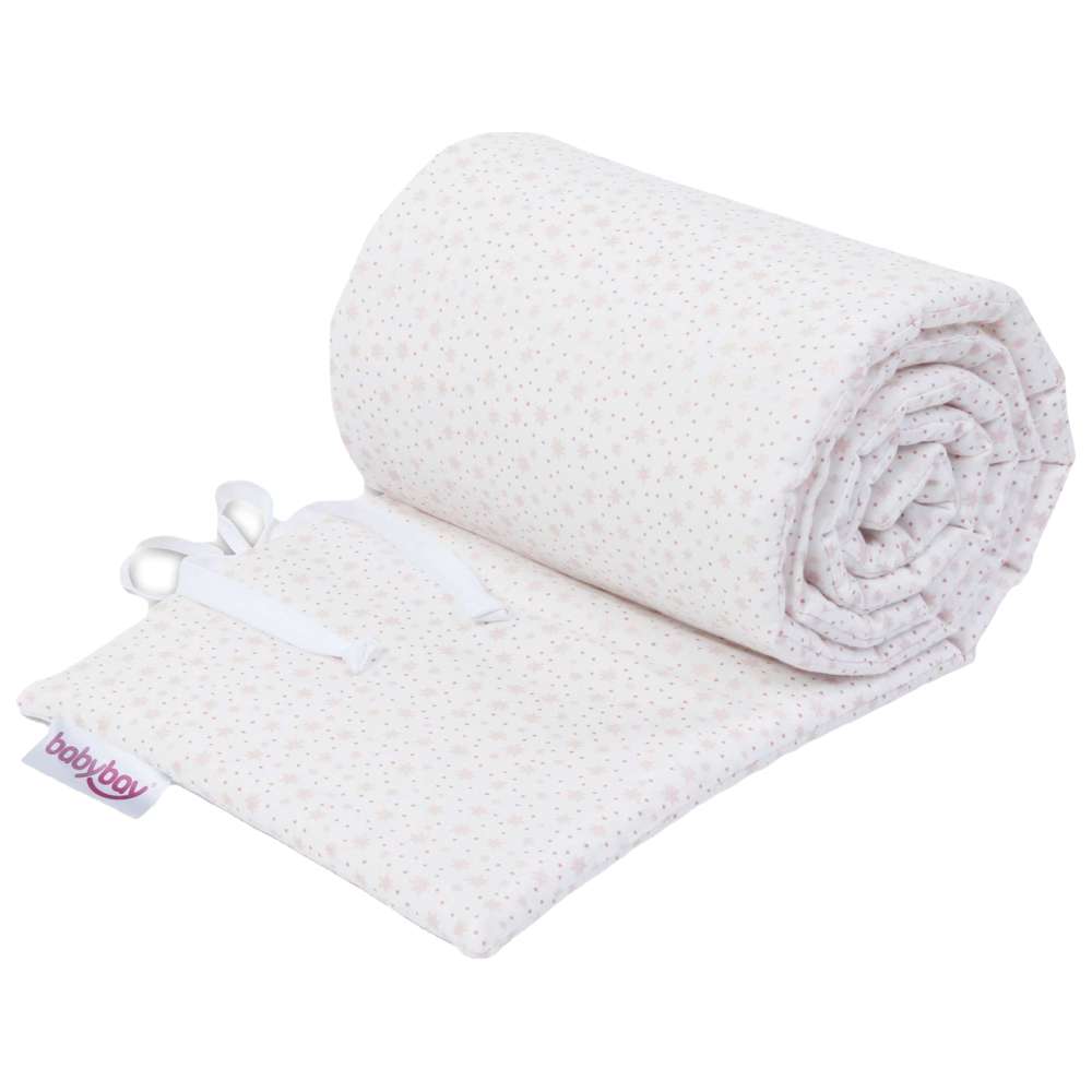 بيبي باي - سرير أطفال من القطن العضوي - نجوم لامعة زهري