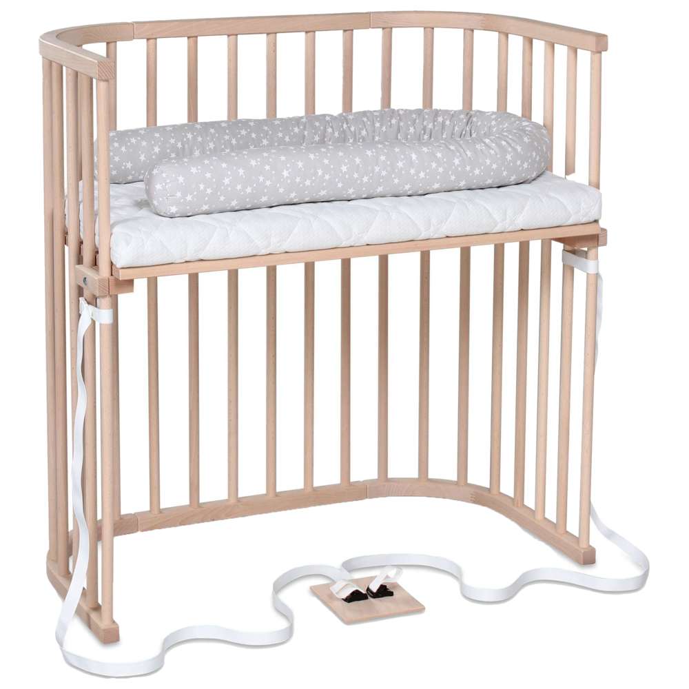 بيبي باي - سرير أطفال جانبي للأسرة الزنبركية - طبيعي غير معالج
