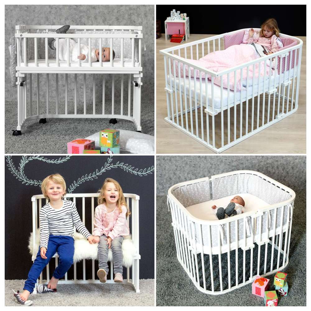 بيبي باي - سرير أطفال جانبي للأسرة الزنبركية - أبيض مصقول