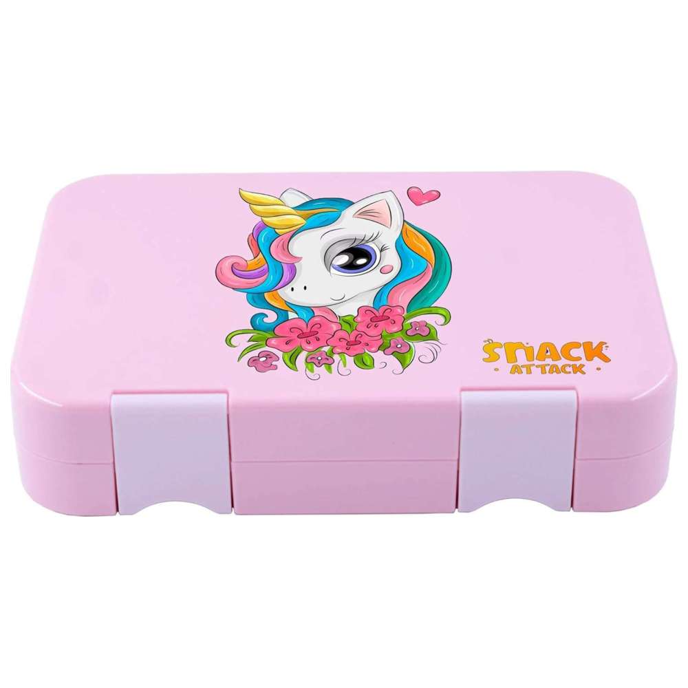 Snack Attack - 4/6 Compartment Bento Lunch Box - Unicorn - Pink - 710 ml