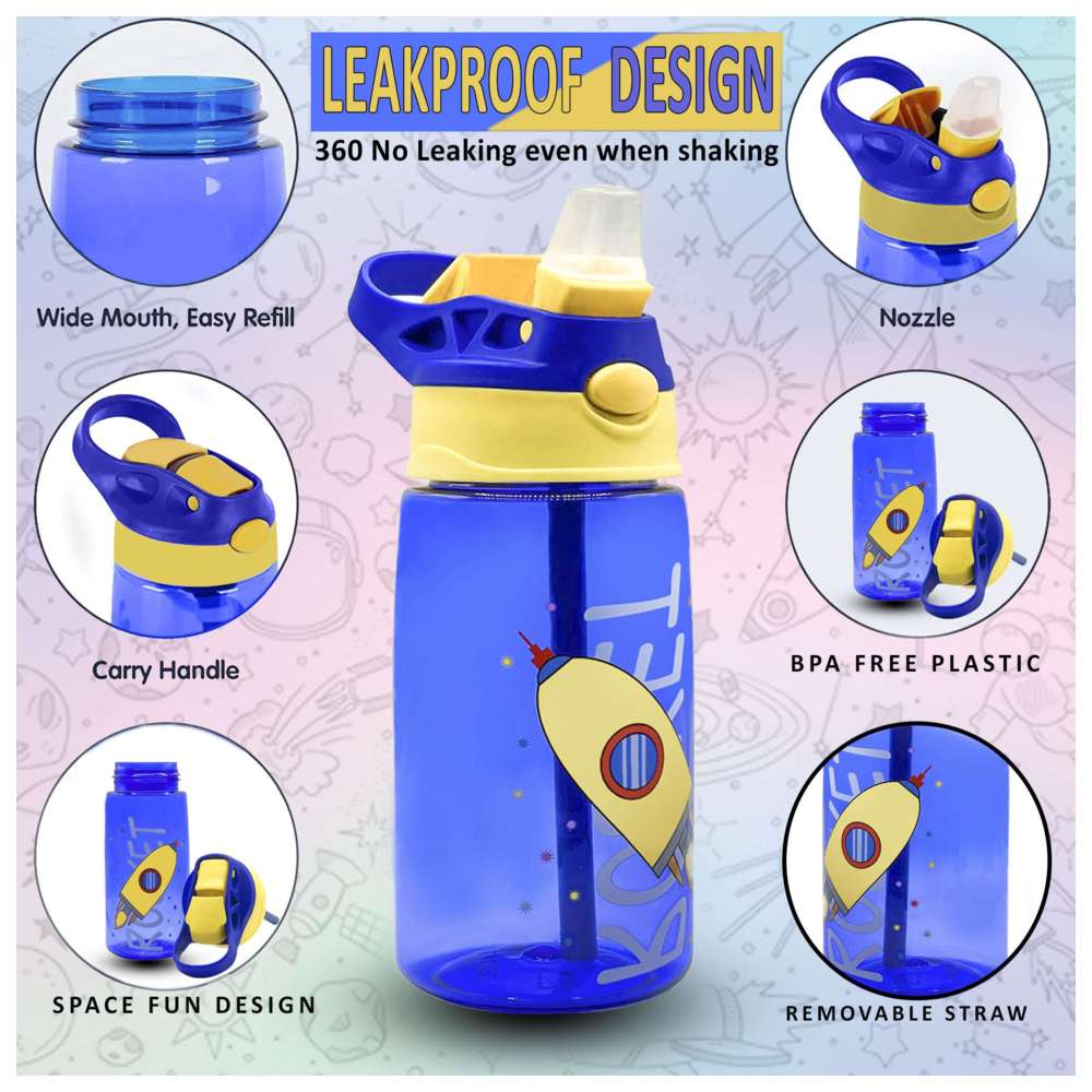 Snack Attack - BPA-Free Water Bottle w/ Spill Straw - Rocket - 480 ml