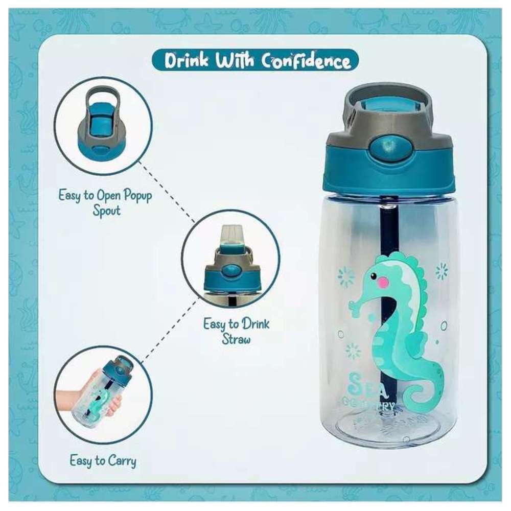 Snack Attack - BPA-Free Water Bottle w/ Spill Straw - Sea Horse - 480 ml
