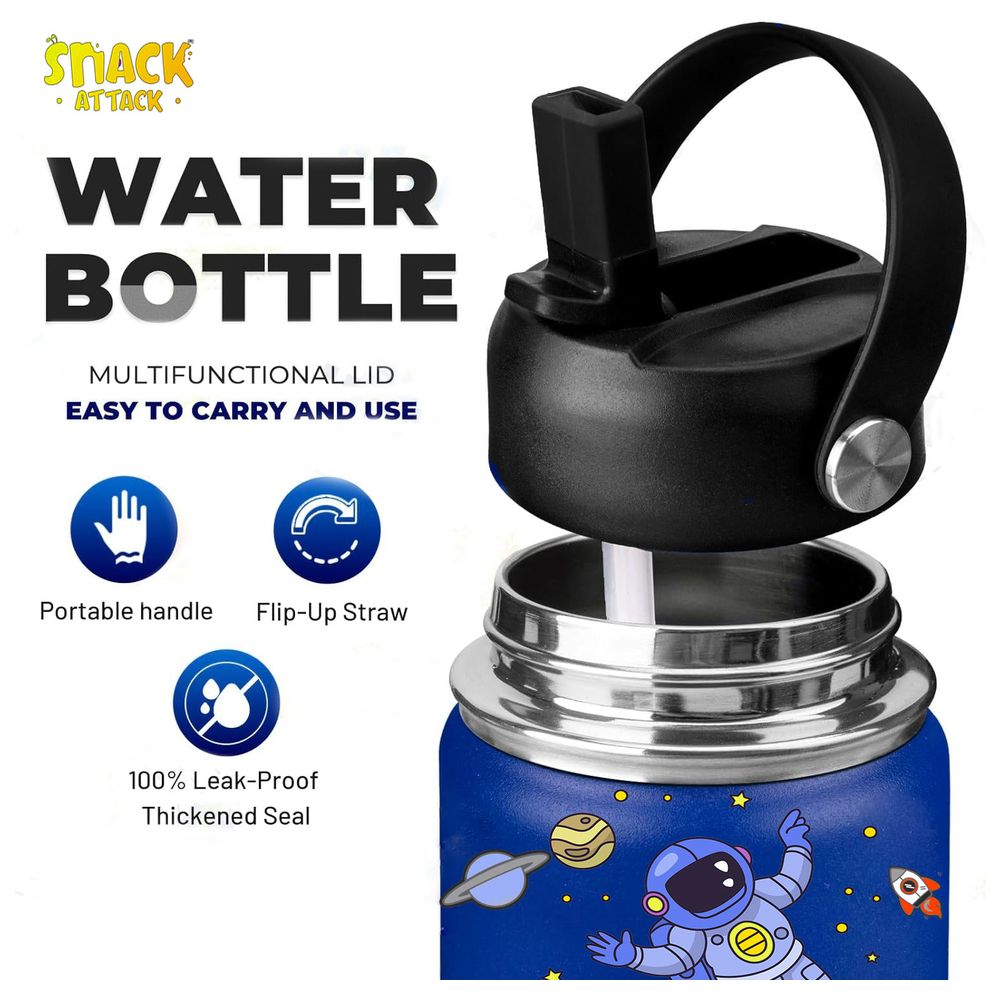 سناك أتاك - زجاجة مياه معزولة بغطاء ماصة - أسترو - 350 مل