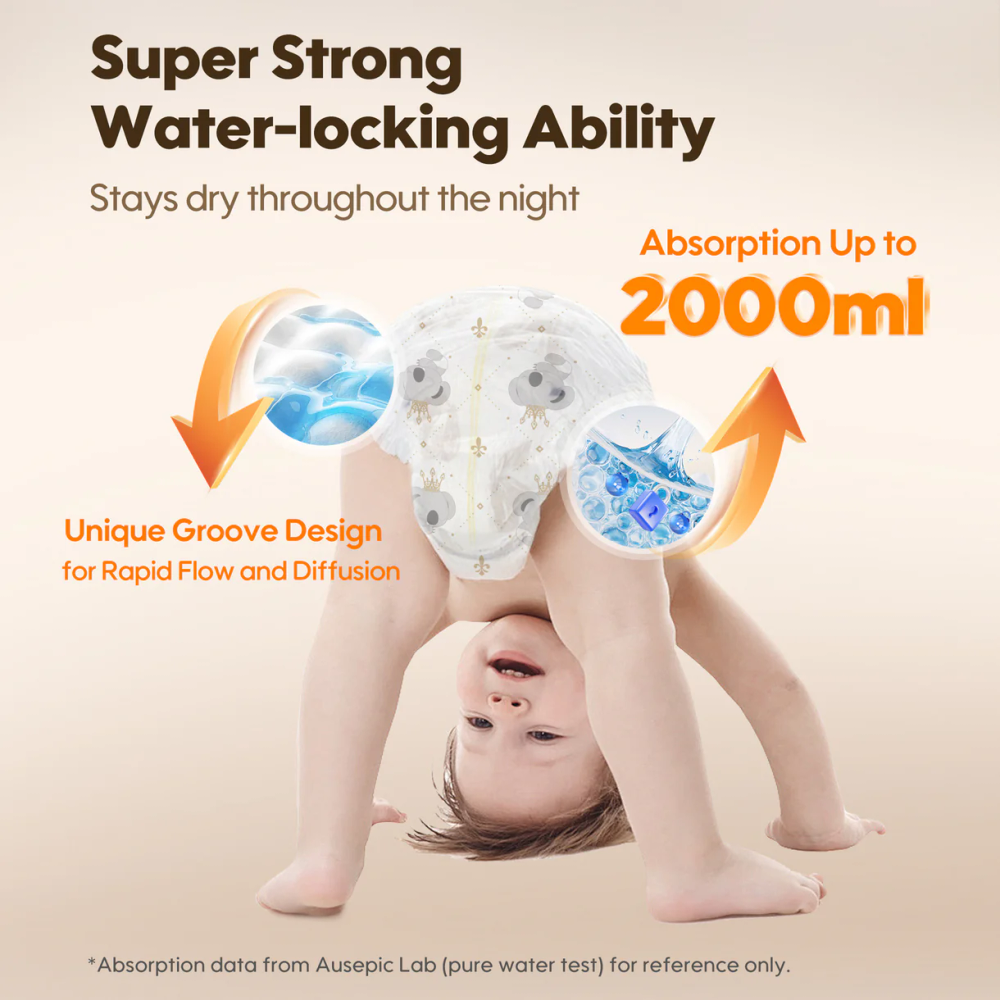 ايوبي - حفاضات نوم فاخرة للأطفال - امتصاص إضافي للحماية من التسرب أثناء الليل