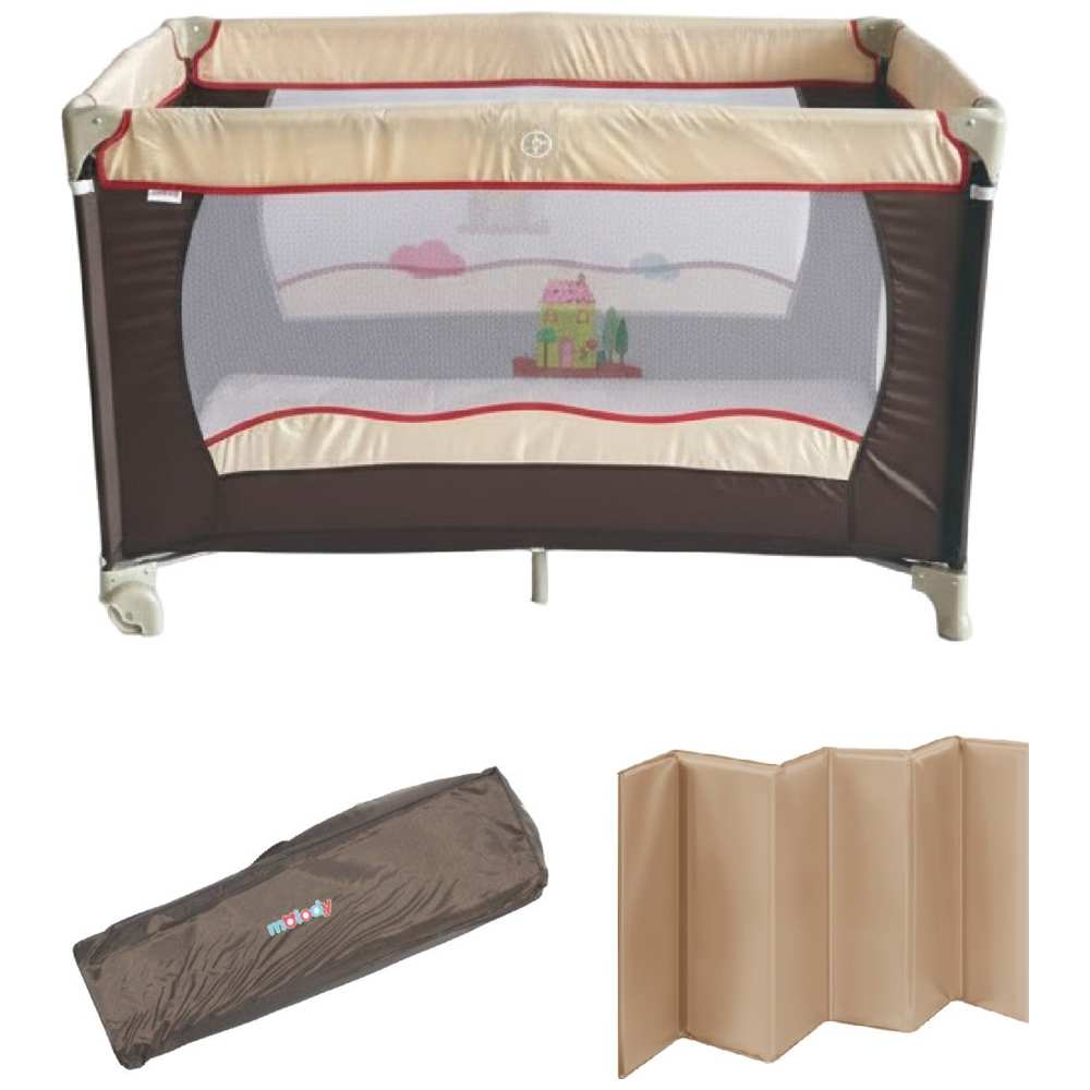 مولودي - ساحة لعب للأطفال مع باب بسحاب - لون القهوة