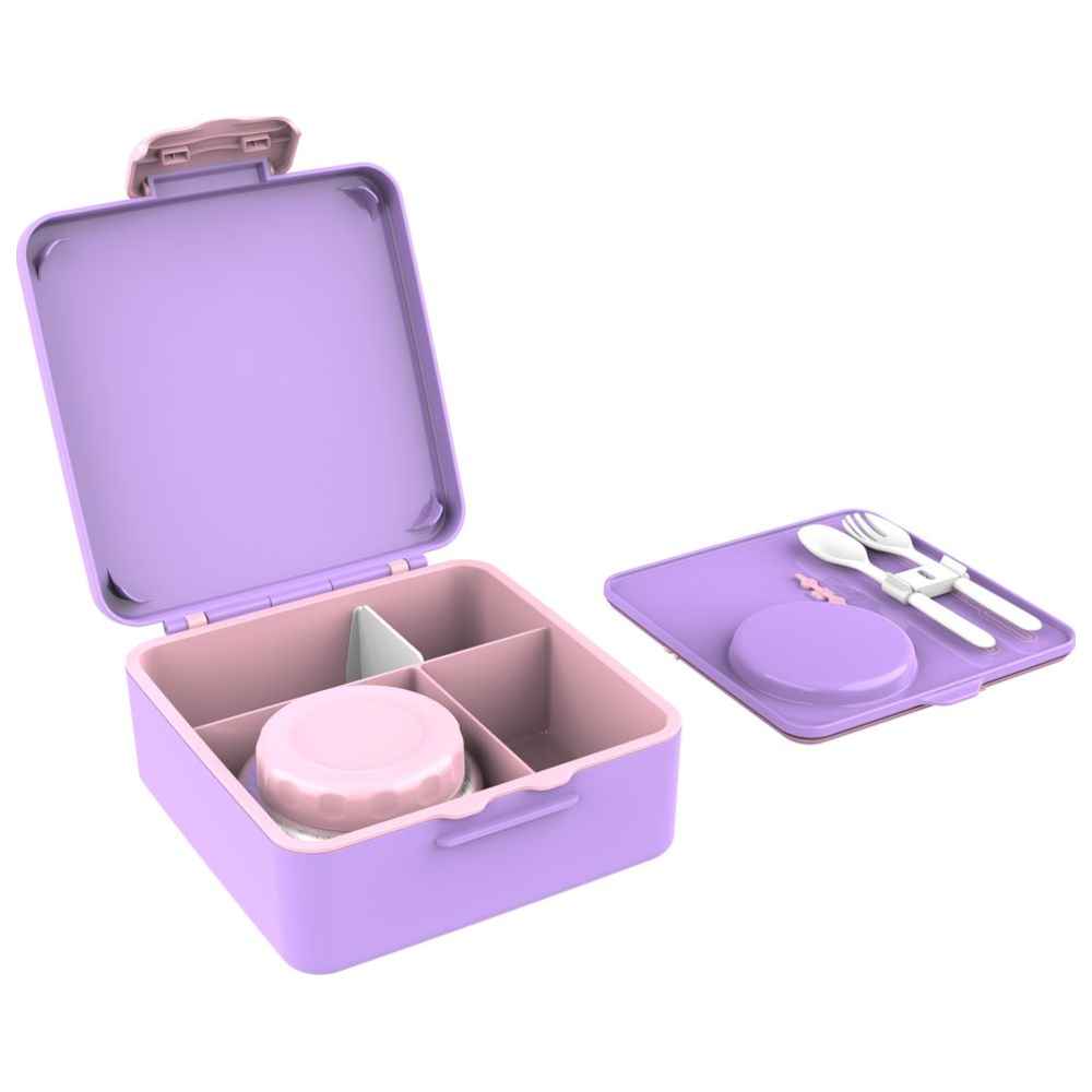 BonBon - Functional 3-4 Compartment Leakproof Lunchbox with Cutlery and Food Jar - Purple Unicorn