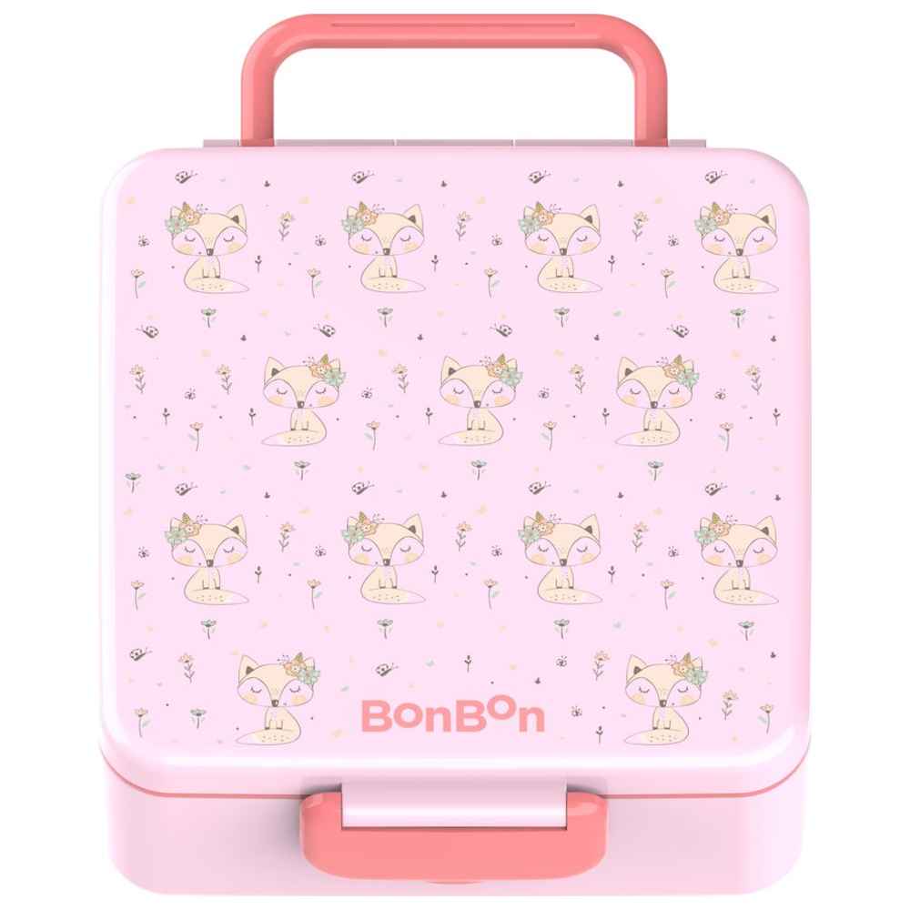 BonBon - Functional 3-4 Compartment Leakproof Lunchbox with Cutlery and Food Jar - Pink Fox