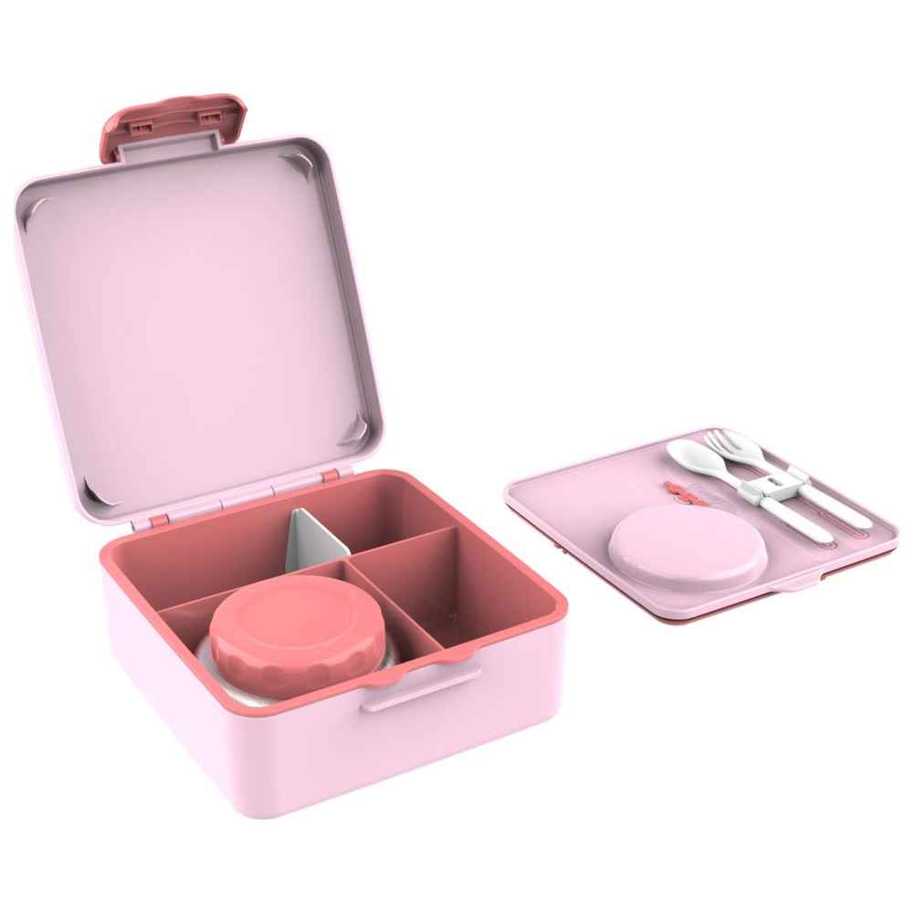 BonBon - Functional 3-4 Compartment Leakproof Lunchbox with Cutlery and Food Jar - Pink Fox
