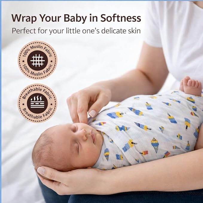 Voidrop Muslin Cloth Baby Swaddle Blankets - Pack Of 5