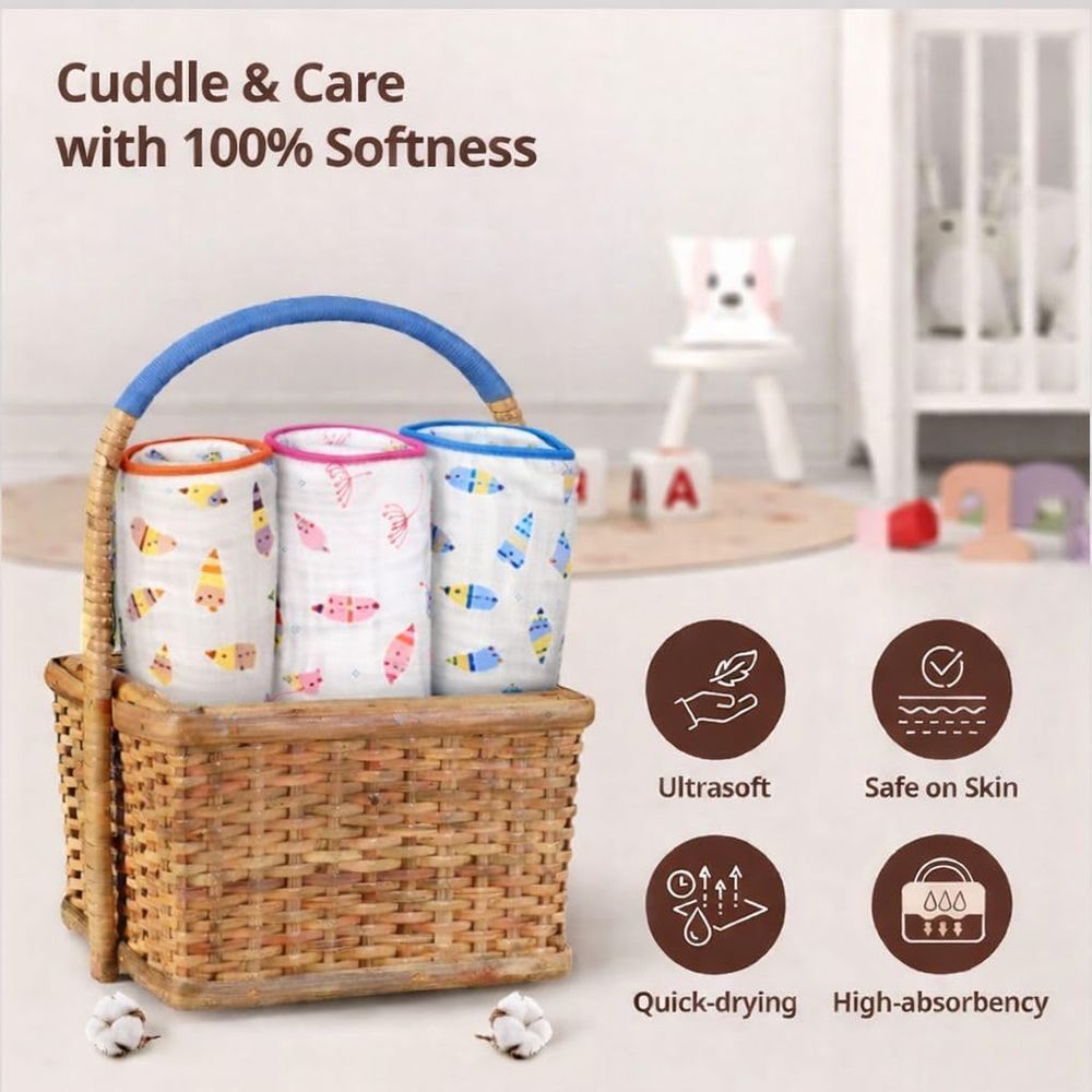 فويدروب - بطانيات لف الأطفال من قماش الموسلين - عبوة من 5 قطع