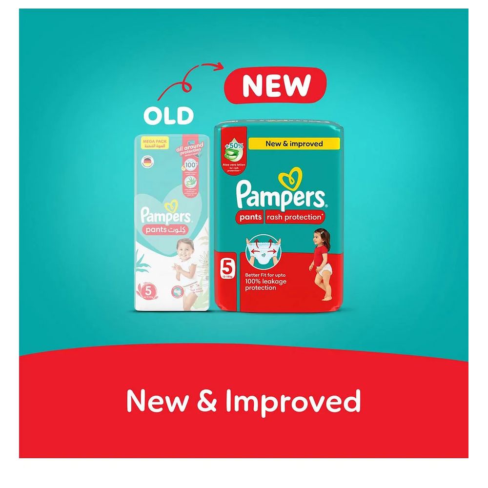 Pampers - Rash Protection Pants Diapers - Size 5 - 12-18 kg - 72 Count