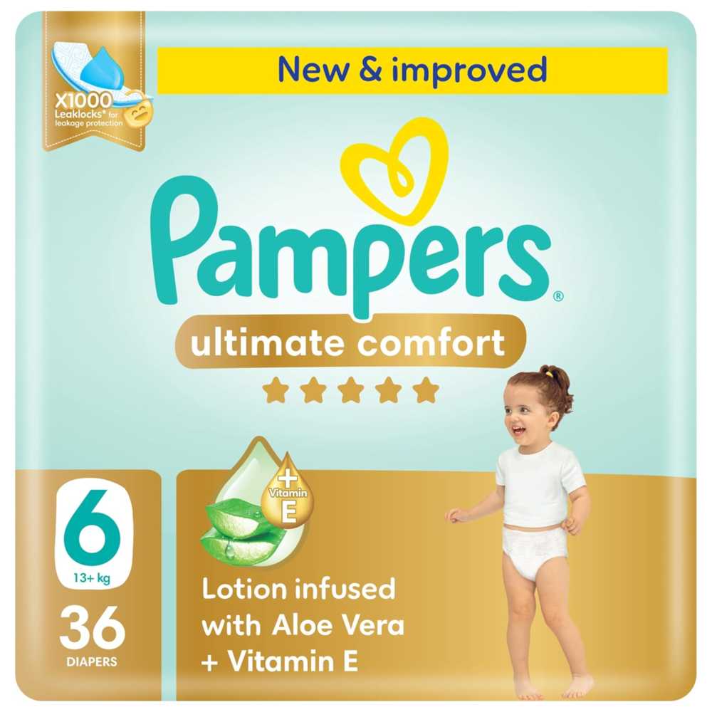 Pampers - Ultimate Comfort Baby Diapers - Size 6 - 13+ Kg - 36 Count