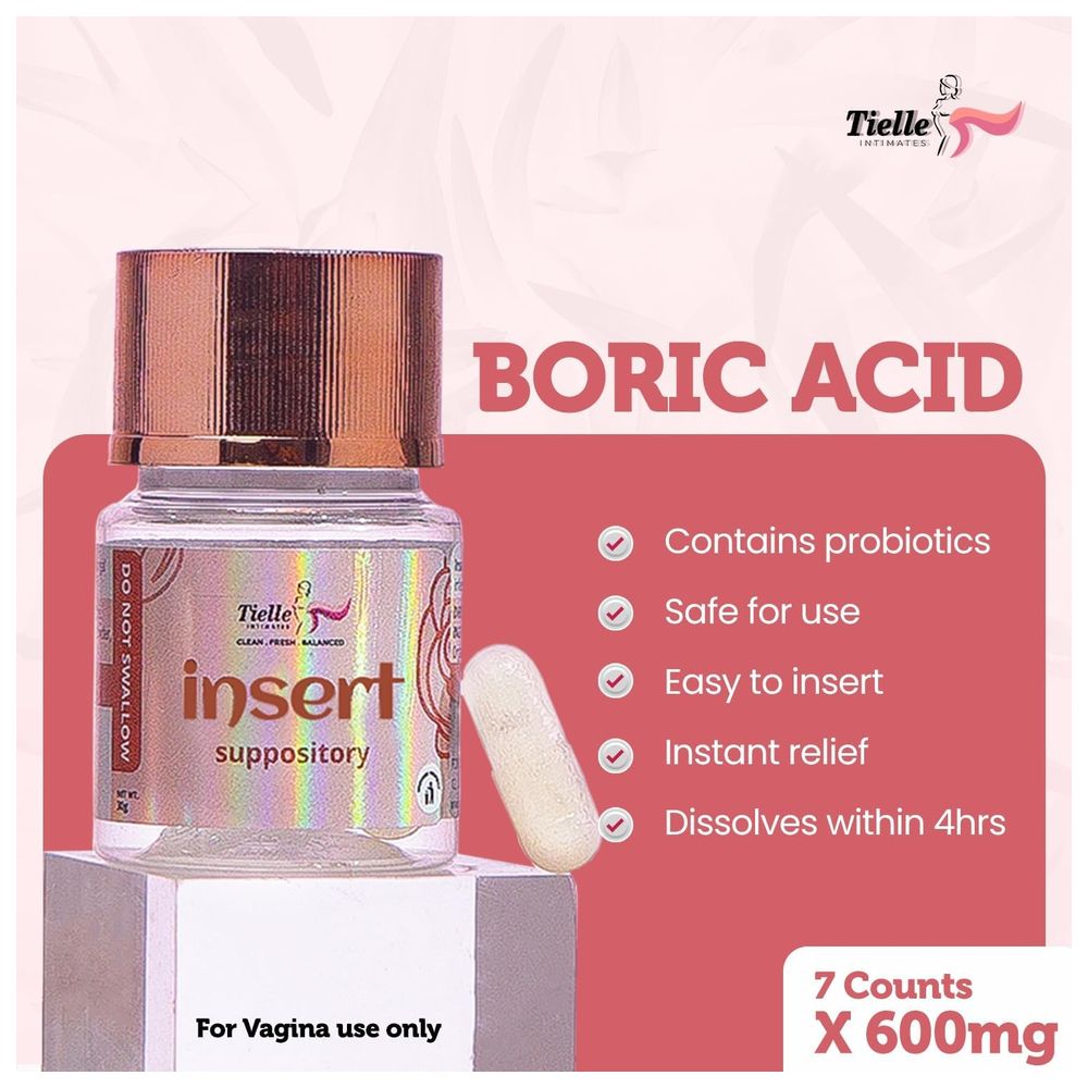 Tielle Intimates - Boric Acid Vaginal Inserts With Probiotics - 600 mg - 30 gm