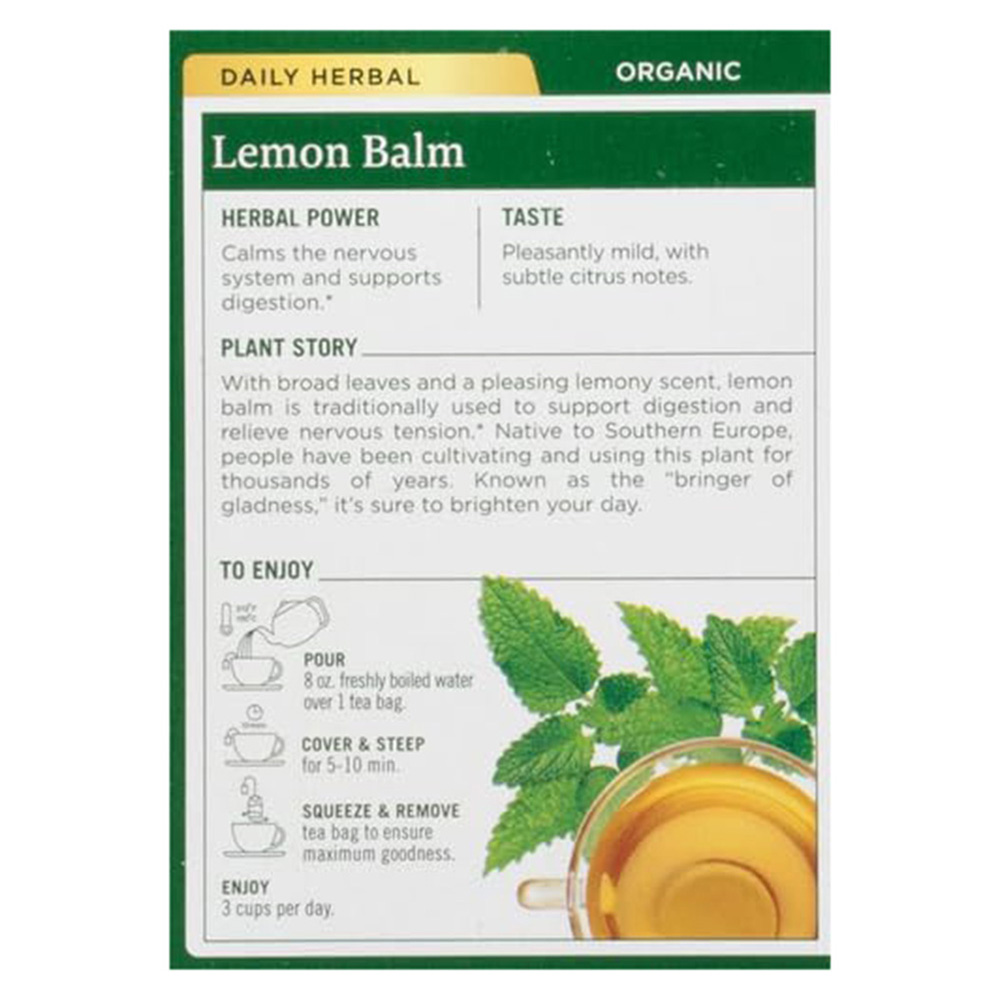 تراديشنال ميديسنالز - أكياس شاي بلسم الليمون العضوي - 16 كيس - 24 جم