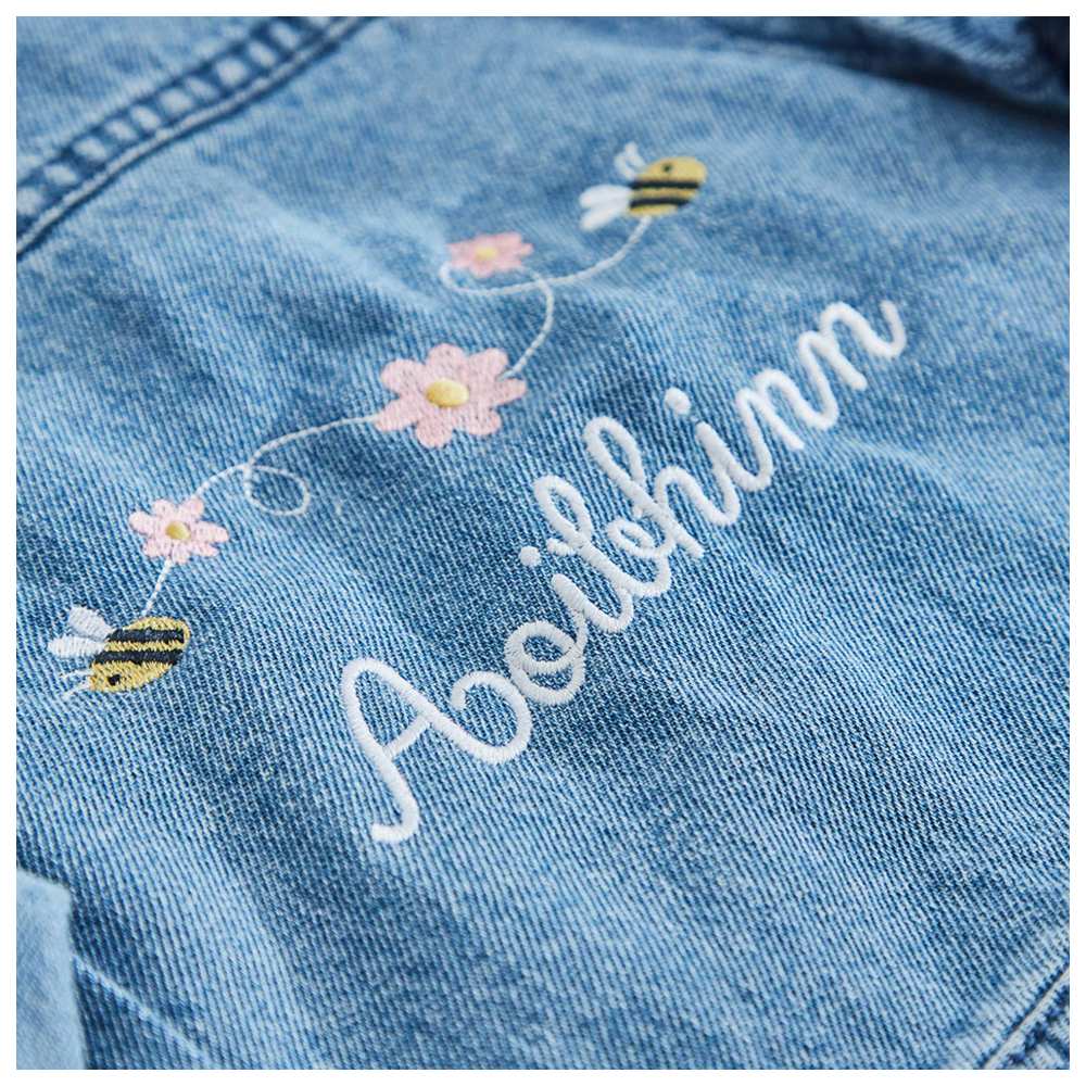 My 1st Years - Girl's Personalised Bee Denim Jacket - Blue