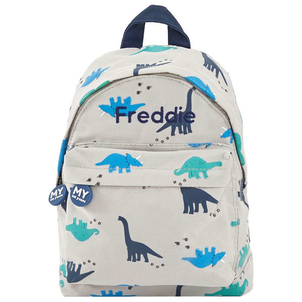 My 1st Years - Personalised Dino Backpack - Grey - 10.23-Inch