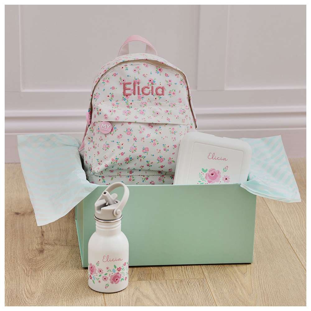 My 1st Years - Ditsy Floral Printed Backpack With Water Bottle & Lunch Box - 10.23-Inch
