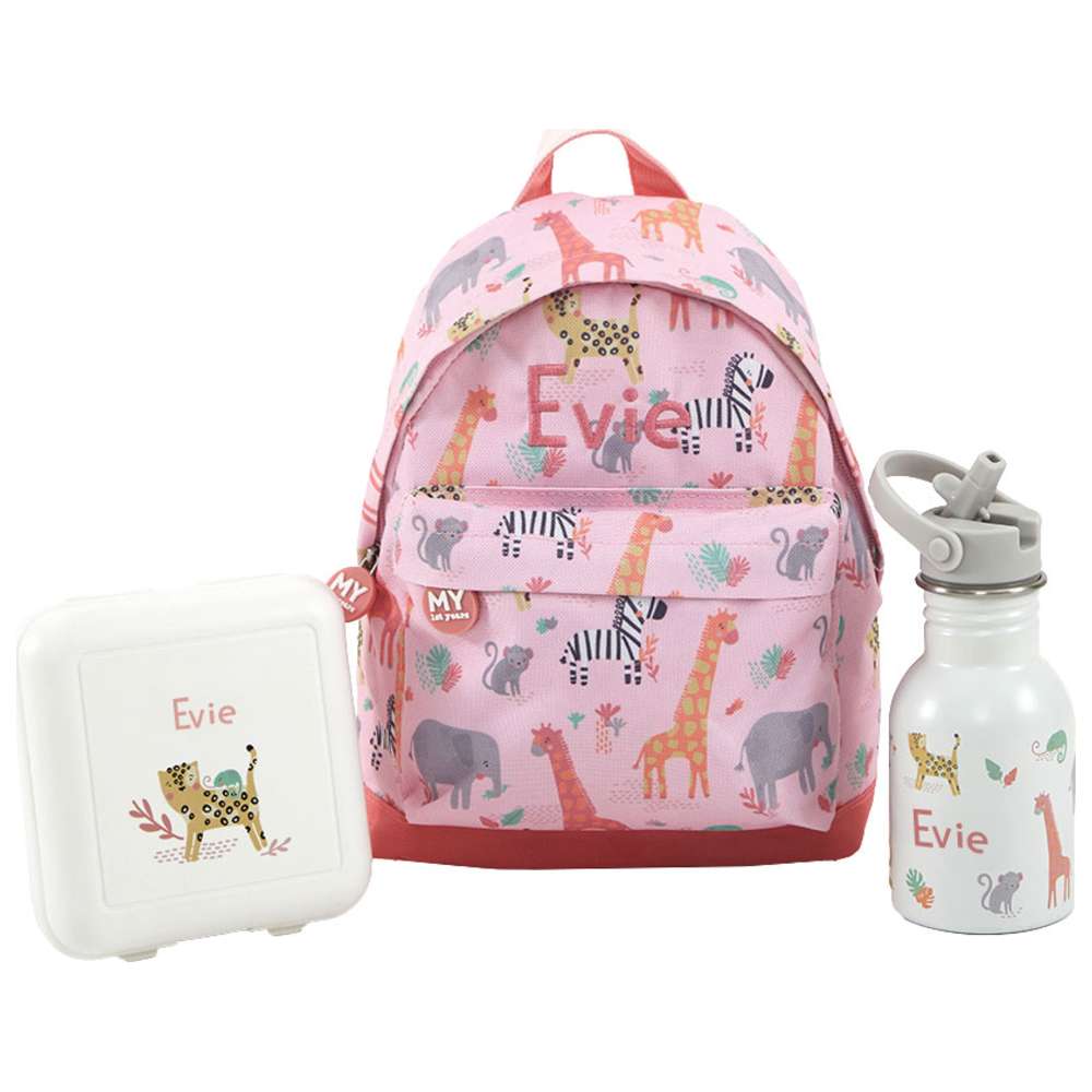 My 1st Years - Safari Printed Backpack With Water Bottle & Lunch Box - 10.23-Inch