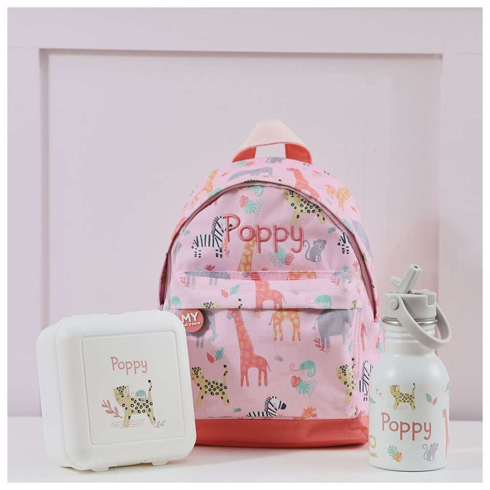 My 1st Years - Safari Printed Backpack With Water Bottle & Lunch Box - 10.23-Inch