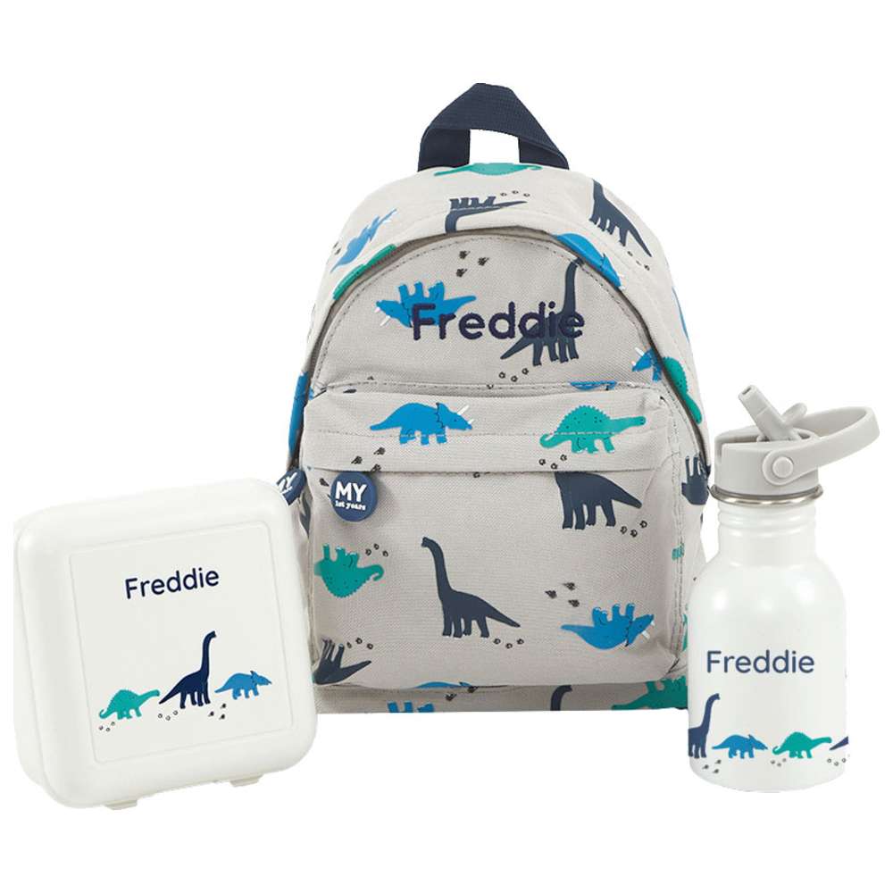 My 1st Years - Dinosaur Printed Backpack With Water Bottle & Lunch Box - 10.23-Inch