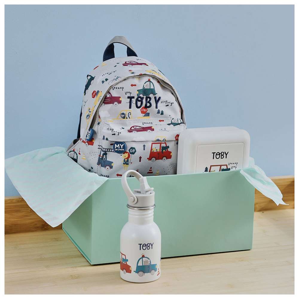 My 1st Years - Transport Print Backpack With Water Bottle & Lunch Box - 10.23-Inch