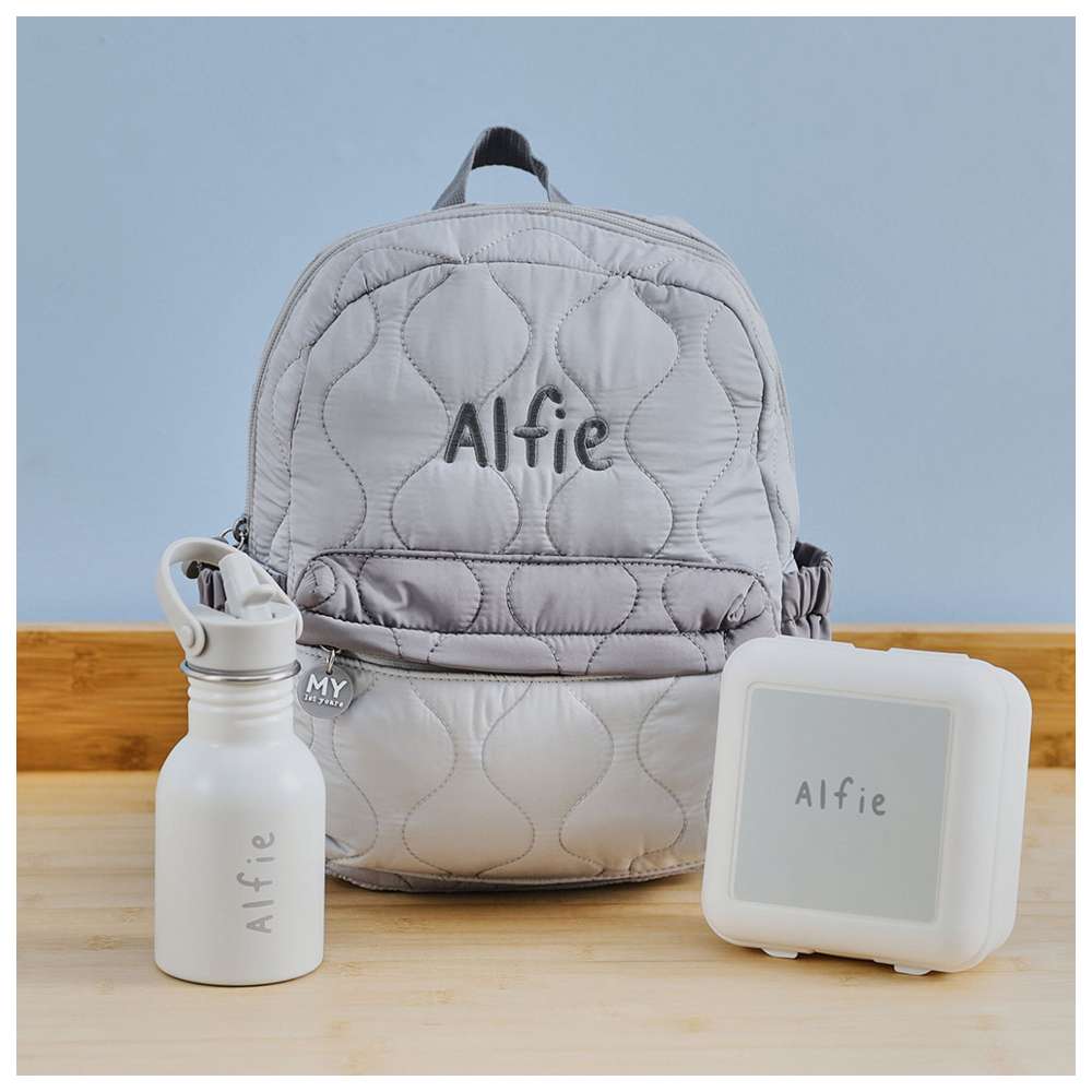 My 1st Years - Quilted Backpack With Water Bottle & Lunch Box - Grey - 11.81-Inch