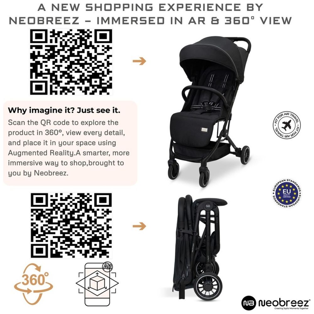 Neobreez - Litex Compact Cabin Stroller Travel Stroller - Black