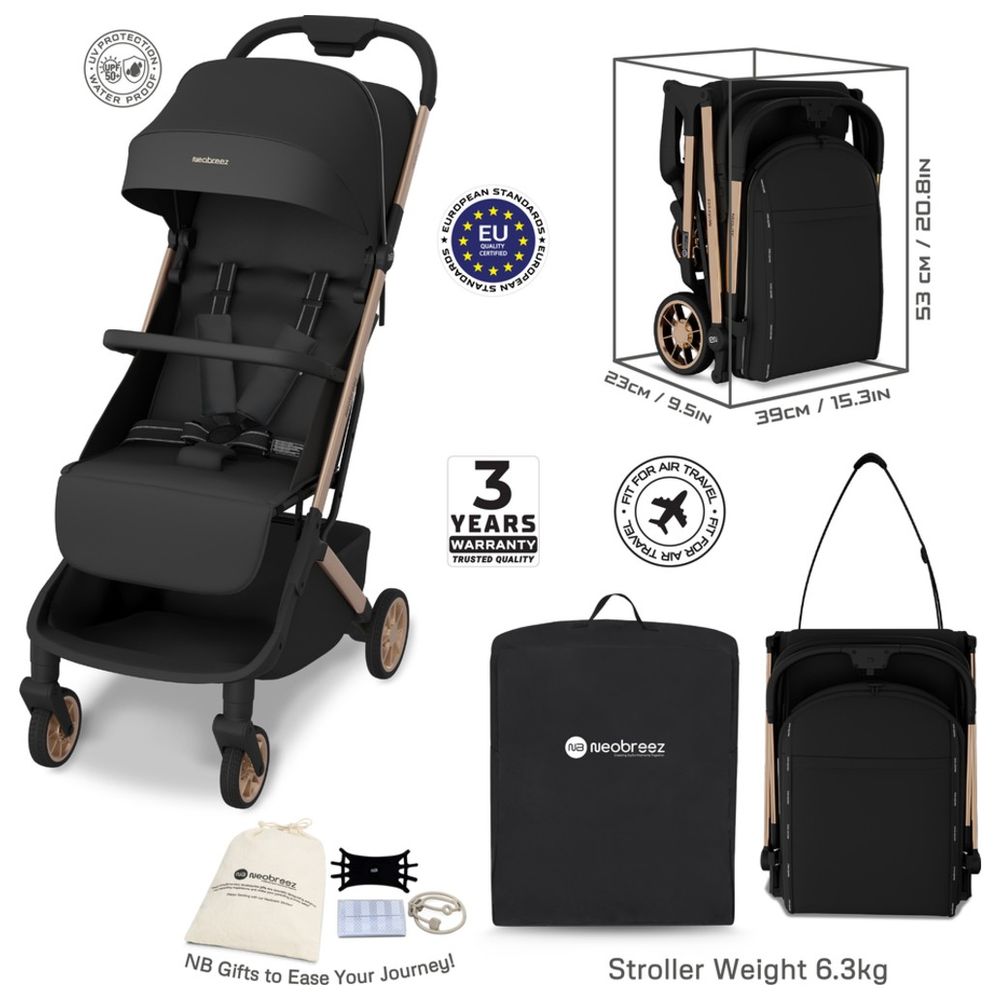 Neobreez - Neolite Compact Cabin Stroller Travel Stroller - Black
