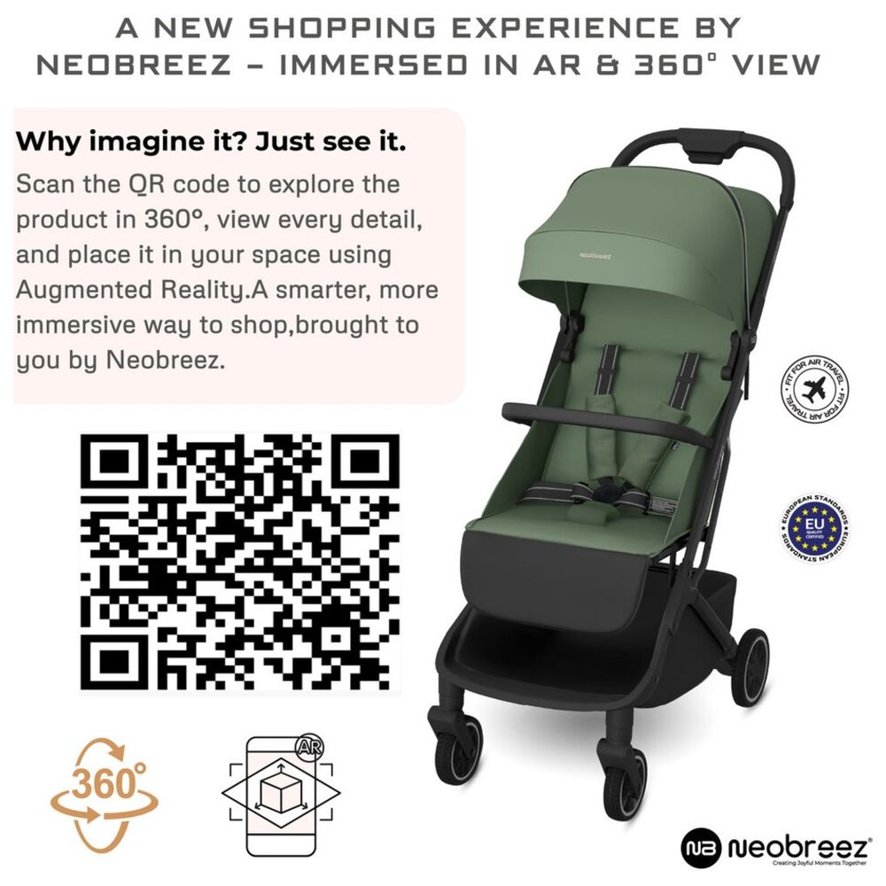 نيوبريز - عربية أطفال نيولايت حجم مناسب لمقصورة الطائرة - أخضر