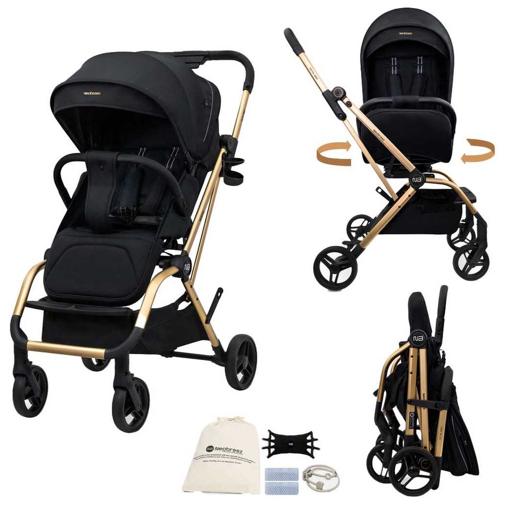 Neobreez - Octa 360 Degree Reversible Stroller Compact Travel Stroller - Black