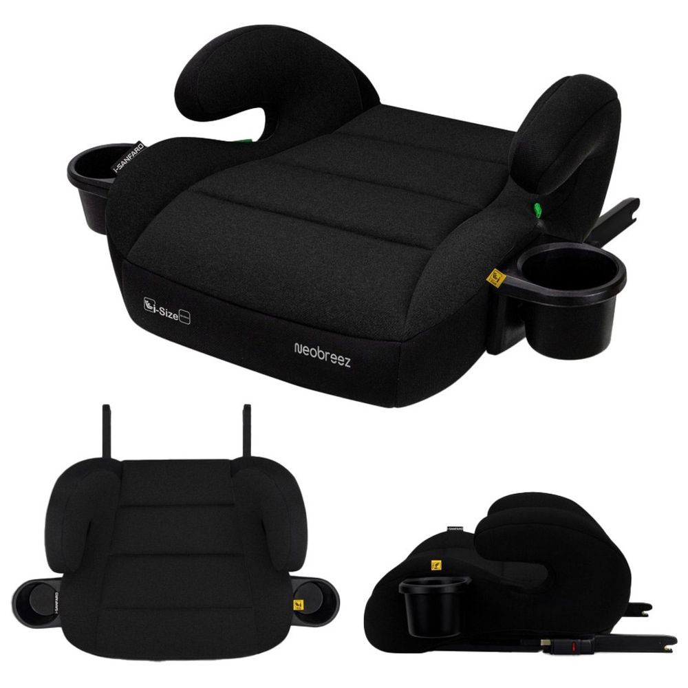 Neobreez - i-SANFARO i-Size Kids Booster Car Seat With ISOFIX Group 2/3 With 2 Cup Holders - Black