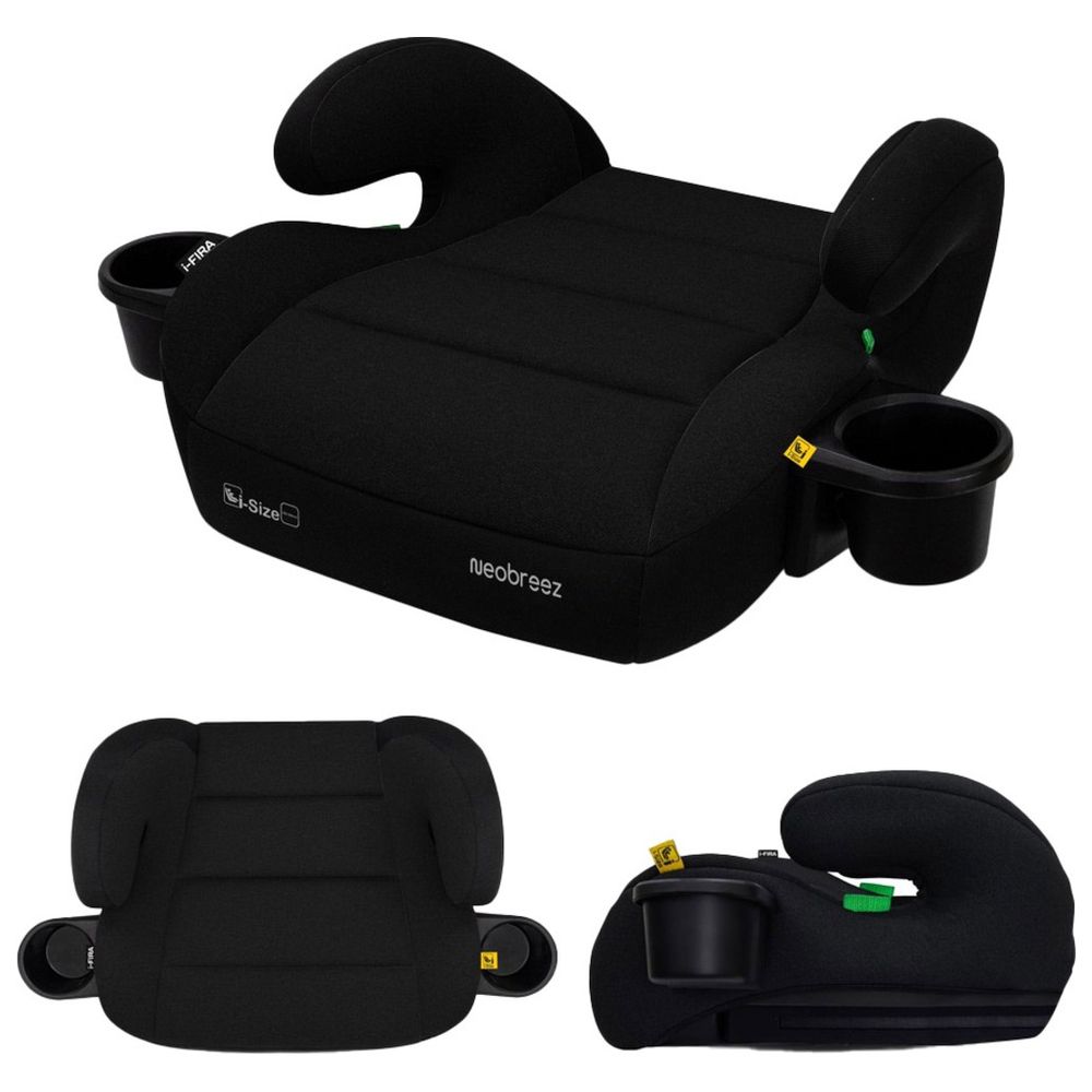 نيوبريز - آي فيرا آي سايز مقعد سيارة معزِّز للأطفال المجموعة 2/3 مع حامِلَي أكواب - أسود