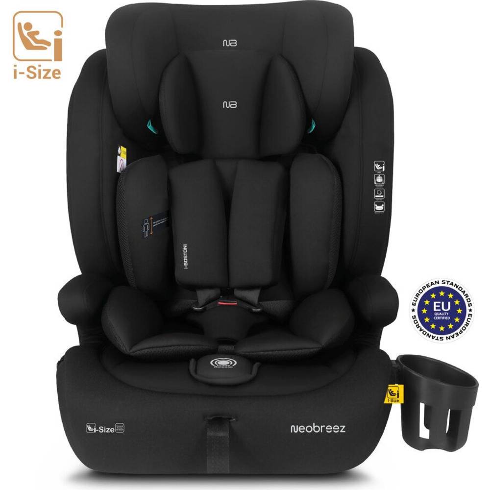 نيوبريز - مقعد سيارة للأطفال 3 في 1 آي بوسطني، حجم i، 9 أشهر - 12 سنة - أسود