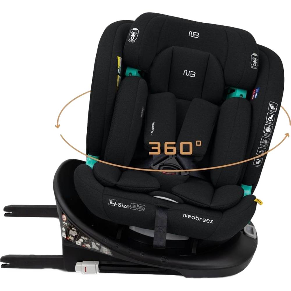 Neobreez - i-Guardia 360-Degree Isofix i-Size Car Seat, All-In-1, 0-12Yrs - Black