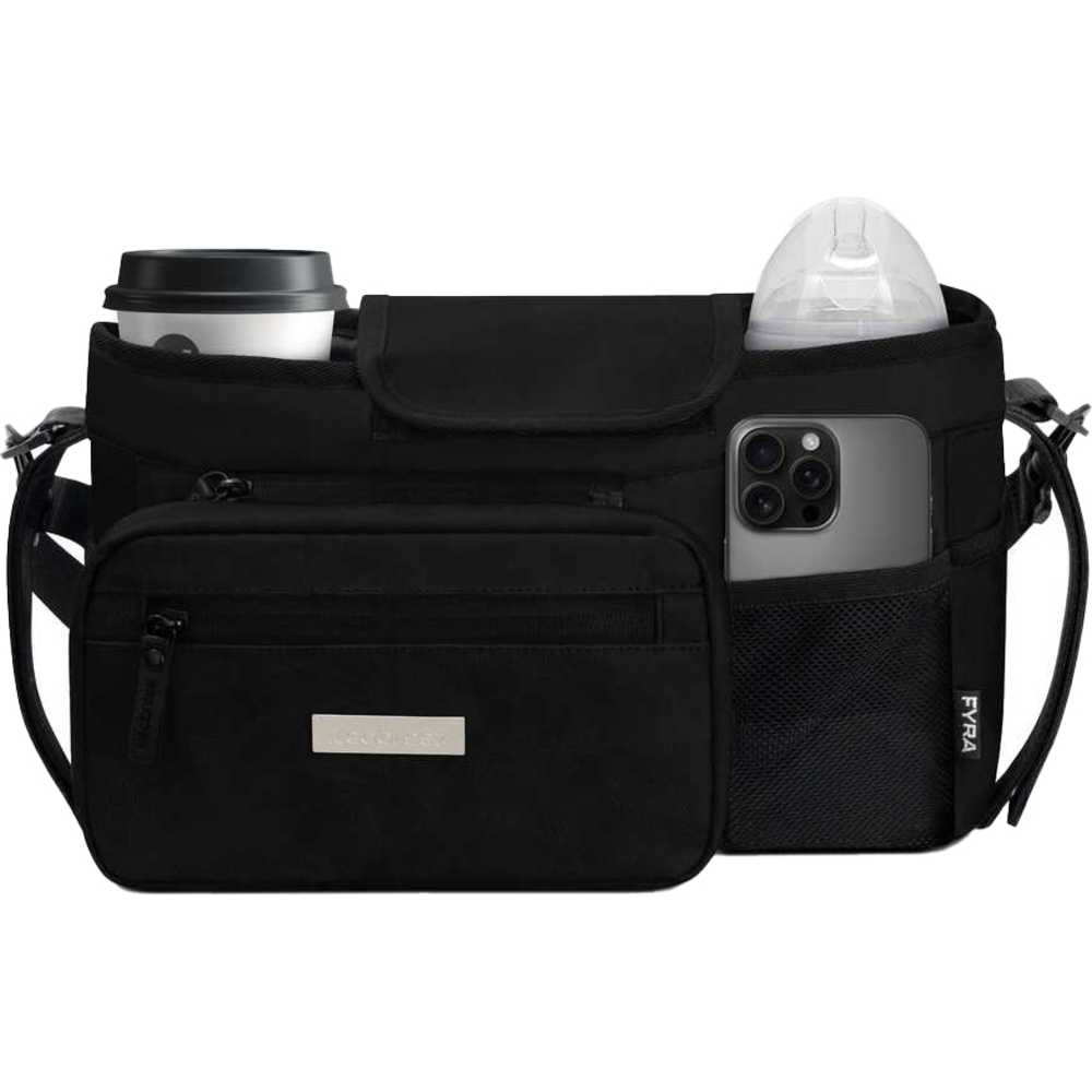 Neobreez Fyra Stroller Organizer Caddy with Insulated Cup Holder - Black